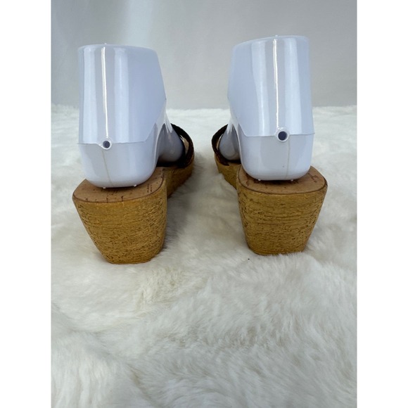 Anna Chelini Women’s Brown/Multi Open Toe Cork Wedge Heel Sandals Size 8 - Picture 3 of 7
